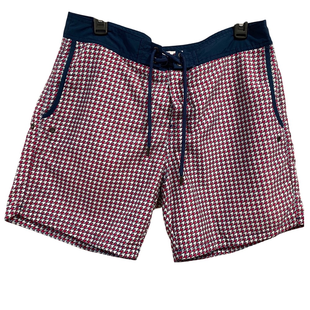 Mr. Swim‎ Houndstooth Swim Trunks Mens 32 Waist Board Shorts Pockets Tie Waist